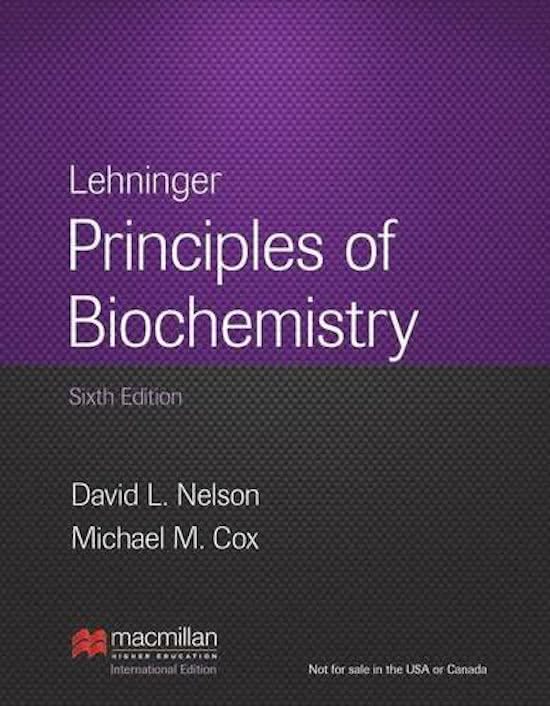 TEST BANK FOR LEHNINGER PRINCIPLES OF BIOCHEMISTRY  6TH EDITION BY NELSON