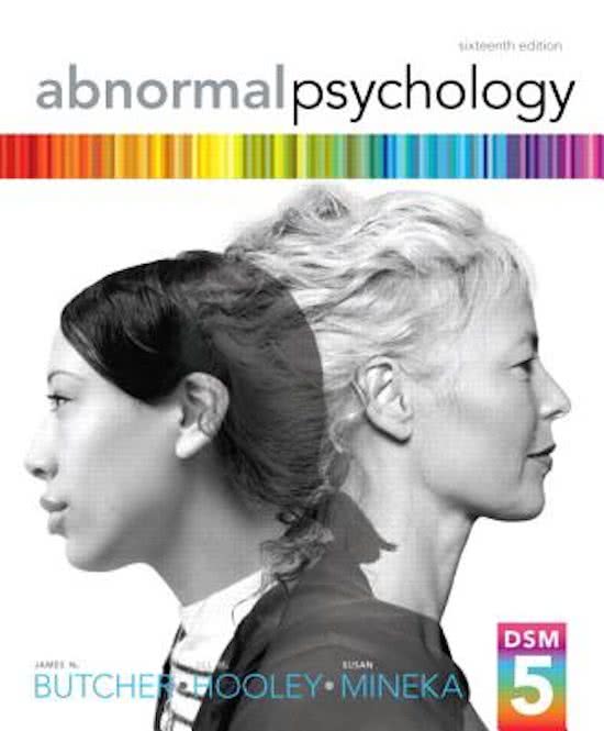Abnormal Psychologie, 16th edition (Butcher, Hooley & Mineka). H4: Clinical assessment and diagnosis