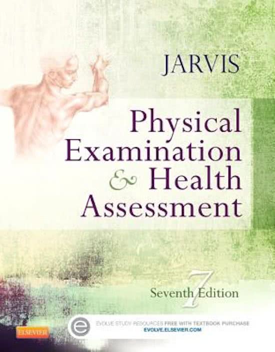Complete Test Bank Physical Examination and Health Assessment 7th Edition Jarvis Questions & Answers with rationales (Chapter 1-31)