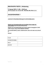Tentamen bedrijfskunde BDK blok 1 met uitw jan 2013