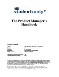 Summary The Product Manager's Handbook