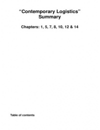 "Contemporary Logistics" Ch&period; 1&comma; 5&comma; 7&comma; 8&comma; 10&comma; 12&comma; 14 Summary 
