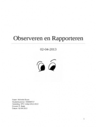 Observeren Rapporteren - Observatie uitgewerkt