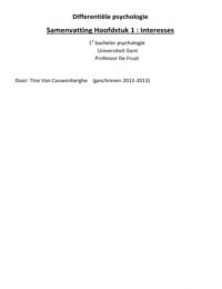 Differenti&euml;le psychologie - Hoofdstuk 1 &colon; interesses