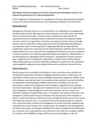 &lpar;M1&rpar; Explain how the management of human&comma; physical and technological resources can improve the performance of a selected organisation&period;