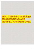 WGU C190 Intro to Biology 300 QUESTIONS AND VERIFIED ANSWERS 2023.