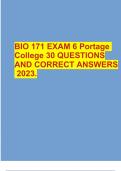 BIO 171 EXAM 6 Portage College 30 QUESTIONS AND CORRECT ANSWERS 2023.