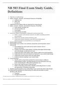 NR 503 Final Exam Study Guide, Definitions