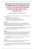 HESI RN EXIT EXAM-EXAM PACK COMBINED FROM 2020/2021/2022 ACTUAL EXAMS-BEST FOR 2023 EXIT EXAM REVIEW( Q&A + RATIONALE)