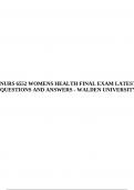NURS 6552 WOMENS HEALTH FINAL EXAM LATEST QUESTIONS AND ANSWERS - WALDEN UNIVERSITY.
