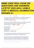 NBME CBSE REAL EXAM/ NBME CBSE QUESTIONS AND ANSWERS/ NBME CBSE LATEST (usmle step 1) MEDICAL EXAMINATION (ACTUAL EXAM)