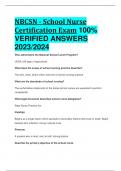 NBCSN - School Nurse Certification Exam 100%  VERIFIED ANSWERS  2023/2024