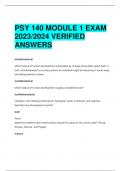 PSY 140 MODULE 1 EXAM  2023/2024 VERIFIED  ANSWERS