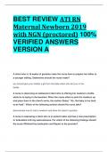  BEST REVIEW ATI RN Maternal Newborn 2019 with NGN (proctored) 100% VERIFIED ANSWERS VERSION A 