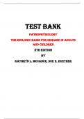 Pathophysiology  The Biologic Basis for Disease in Adults and Children  8th Edition Test Bank By Kathryn L. McCance, Sue E. Huether | Chapter 1 – 50, Latest - 2023/2024|