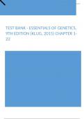 Test Bank - Essentials of Genetics, 9th Edition (Klug, 2015) Chapter 1-22
