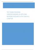 TEST BANK READING UNDERSTANDING & APPLYING NURSING RESEARCH 6TH FAIN ALL CHAPTERS