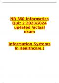 NR 360 Informatics Quiz 2 2023/2024 updated /actual exam