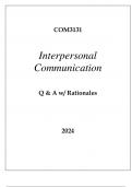 COM3131 INTERPERSONAL COMMUNICATION EXAM Q & A 2024.