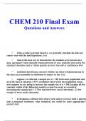  CHEM 210 Final Exam Exam Questions and Answers- Portage Learning With Complete Solution
