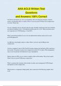 AHA ACLS Written Test Questions and Answers 100% Correct
