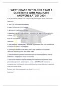 WEST COAST EMT BLOCK EXAM 2 QUESTIONS WITH ACCURATE ANSWERS LATEST 2024