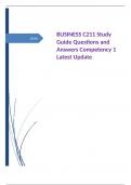 BUSINESS C211 Study Guide Questions and Answers Competency 1 Latest Update