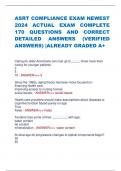 ASRT COMPLIANCE EXAM NEWEST 2024 ACTUAL EXAM COMPLETE 170 QUESTIONS AND CORRECT DETAILED ANSWERS (VERIFIED ANSWERS) |ALREADY GRADED A+