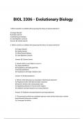 80 Solved Questions on Evolutionary Biology - Exam 1 | BIOL 3306, Exams of Biology