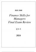 (WGU D076) BUS 2040 FINANCE SKILLS FOR MANAGERS FINAL EXAM REVIEW Q & A 2024