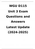 WGU D115  Unit 3 Exam Questions and Answers  Latest Update (2024-2025)  Verified Answers