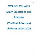 WGU D115 Unit 5 Exam Questions and Answers  (Verified Solutions) Updated 2024-2025