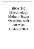 BIOS 242 Microbiology Midterm Exam Questions With Answers Updated 2024