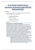 ATI NURSING PHARAMACOLOGY  (Anesthetic and Narcotic Drugs) PRACTICE  EXAM QUESTIONS.
