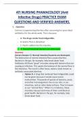 ATI PHAMACOLOGY (Anti  Infective Drugs) PRACTICE EXAM  QUESTIONS AND VERIFIED ANSWERS.