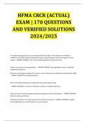 HFMA CRCR (ACTUAL) EXAM | 170 QUESTIONS AND VERIFIED SOLUTIONS 2024/2025