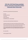 CSU Life 102 Final Exam multiple choice selection exam Erik Arthun Colorado State University.