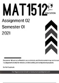 MAT1512 ASSIGNMENT 2 SEMESTER 1 2021 SOLUTIONS