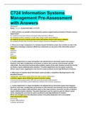 C724 Information Systems  Management Pre-Assessment  with Answers
