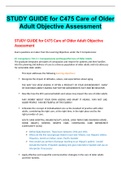 STUDY GUIDE for C475 Care of Older Adult Objective Assessment
