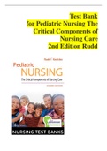 Test Bank for Pediatric Nursing: The Critical Components of Nursing Care, 2nd Edition, Kathryn Rudd, Diane Kocisko