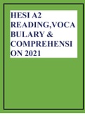 HESI A2 READING,VOCABULARY & COMPREHENSION 2021