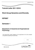 Tutorial Letter 201/1/2018 Work Group Dynamics and Diversity IOP2607 Semester 1 Department of Industrial and Organisational Psychology