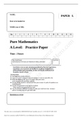 Pure Mathematics A Level: Practice Paper