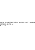 NR599: Introduction to Nursing Informatics Final Examination VERIFIED Q AND A.