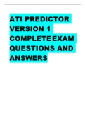 ATI PREDICTOR VERSION 1 COMPLETE EXAM QUESTIONS AND ANSWERS
