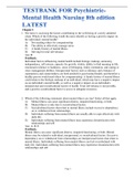  TESTBANK FOR Psychiatric-Mental Health Nursing 8th edition LATEST