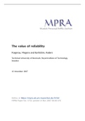 The value of reliability  Fosgerau, Mogens and Karlström, Anders MPRA_paper_