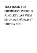Test Bank for Chemistry in Focus A Molecular View of Our World 5th Edition Tro|All Chapters|