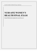 NURS 6552 Womens Health Final Exam| Already Graded A+